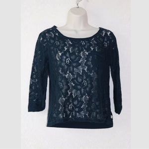Hollister Lace Blouse - Navy - Sz. M